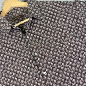 Tori Richard‎ Cotton Lawn Button Up Shirt Geometric Print Short Sleeve Size L